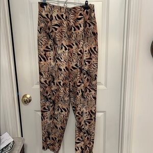 NWOT! Seta Studios Brown and Black Silk Animal Print Pants. Size 12